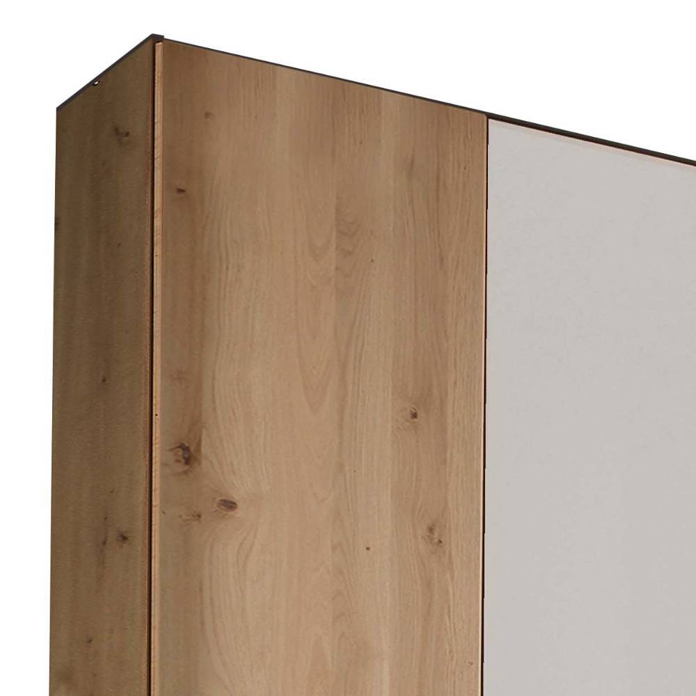 Kleiderschrank Oberkante mit Holztür und weißer Front, modernes Design – Crucav