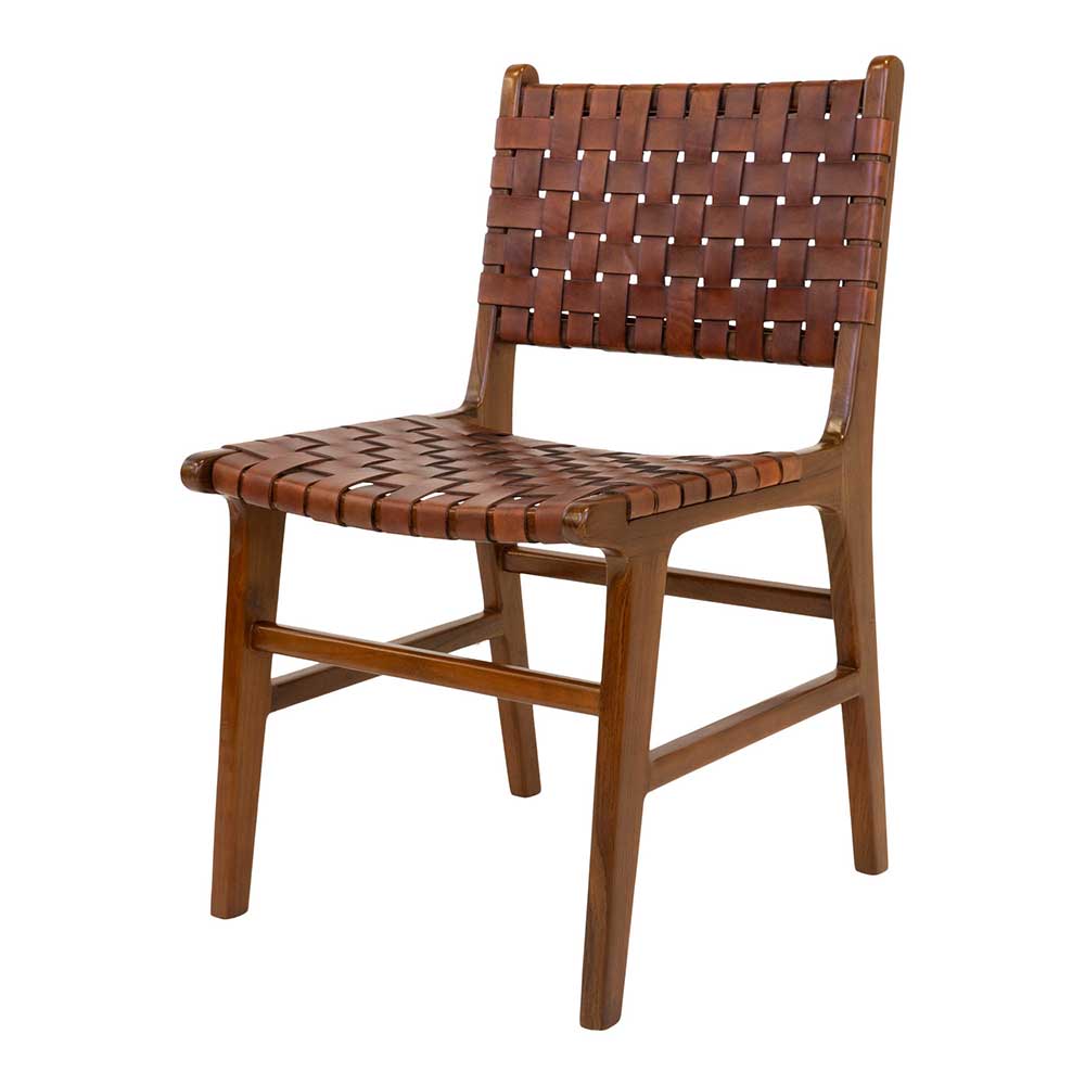 Designstühle aus braunem Leder Geflecht - Syolino (2er Set)