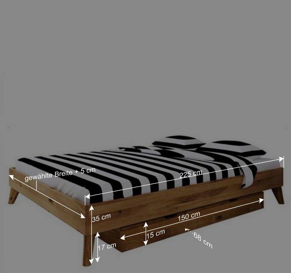 Kopfteilloses Einzelbett aus Wildeiche - Eavy IV