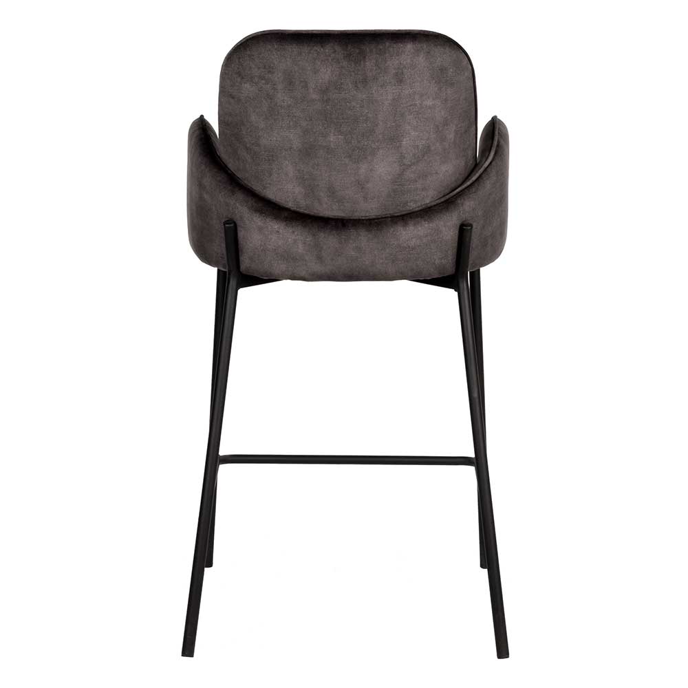 Retro Barstuhl aus Velours Anthrazit - Vatros (2er Set)