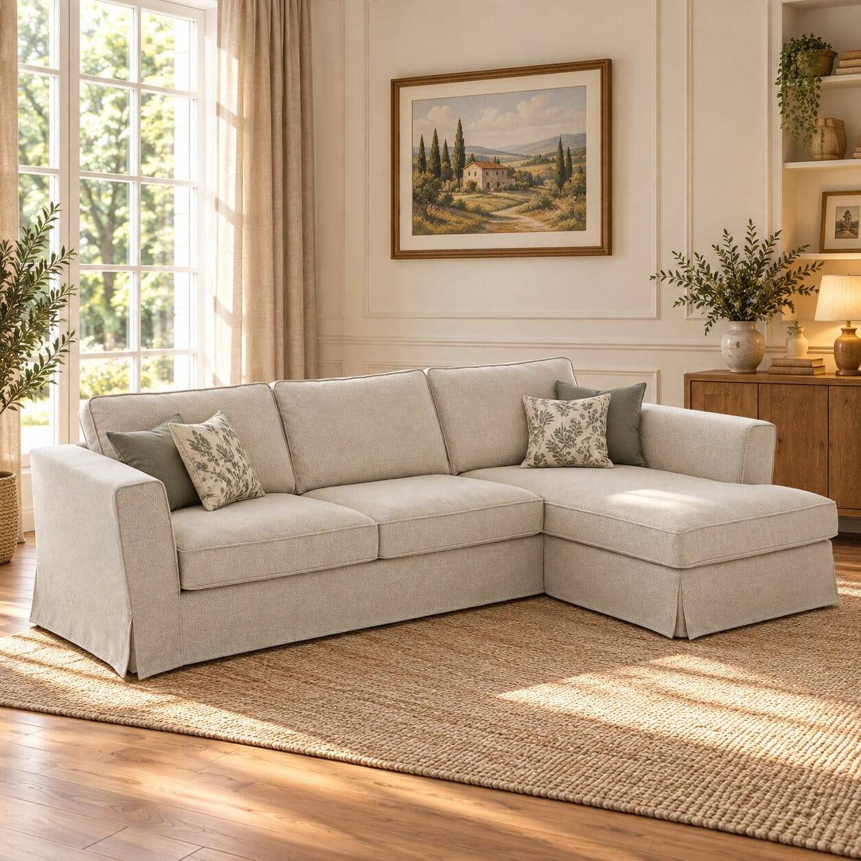 Webstoff Ecksofa in Hellgrau - Coisma