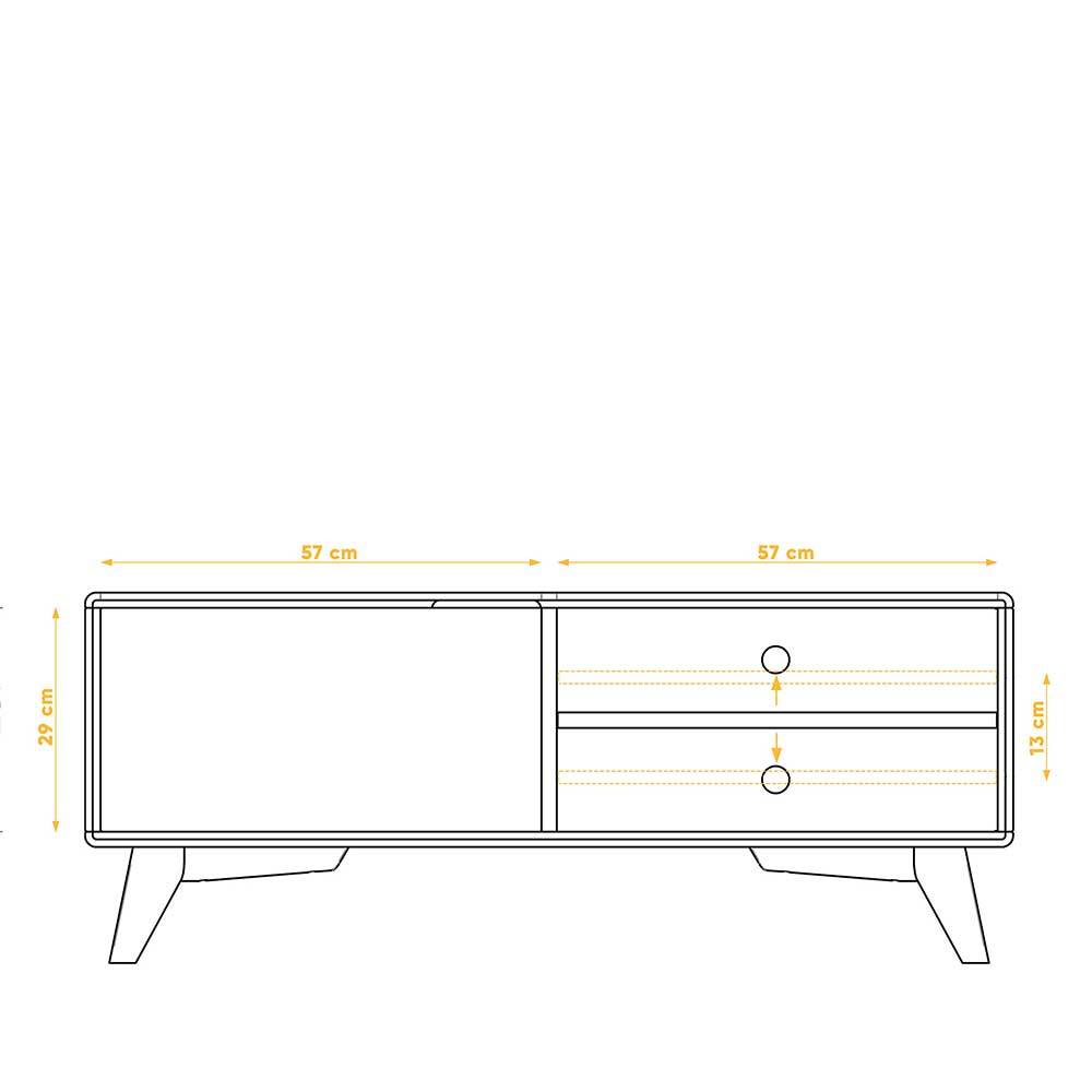 120x48x40 TV Kommode in Wildeiche mit Weiß - Diesta I
