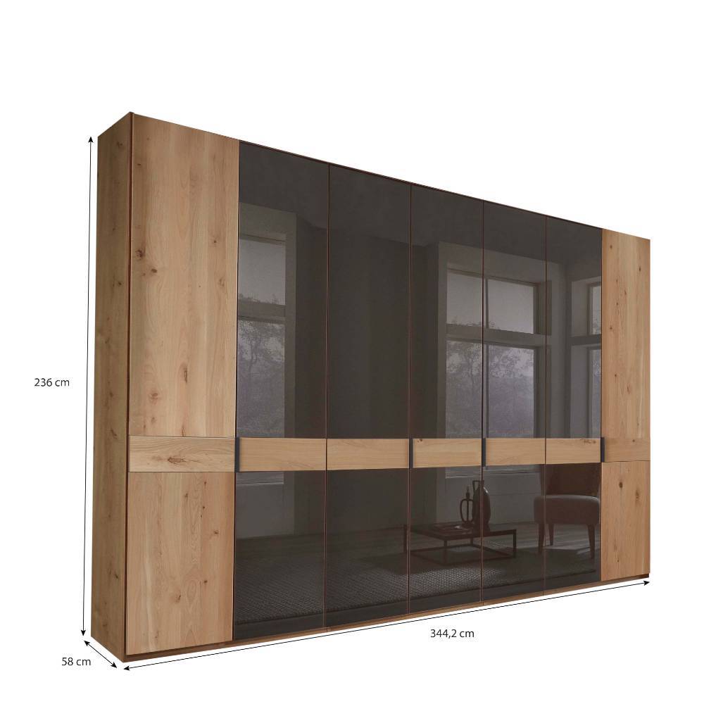 7-türiger Schlafzimmerschrank in Eiche Bianco - Vutonia
