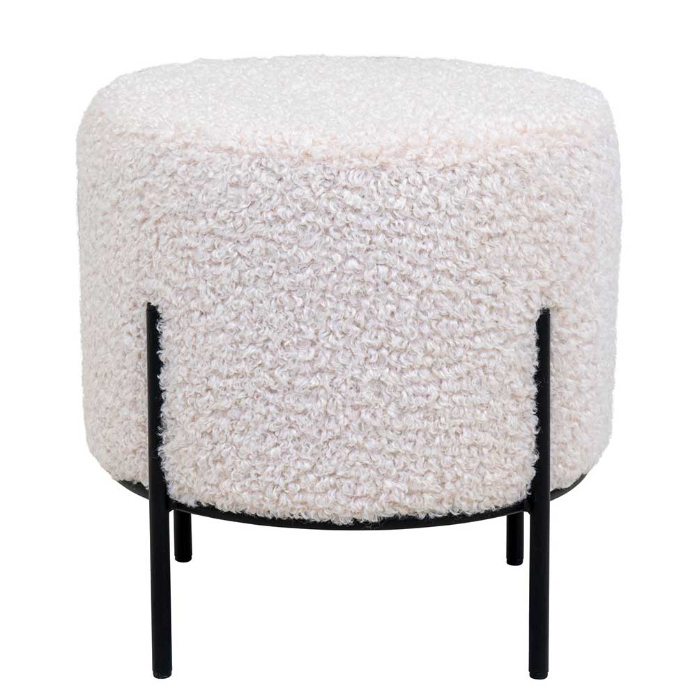 Webplüsch Hocker in Weiß - Janluca