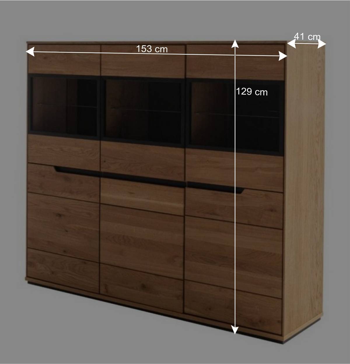 Highboard-Vitrine in Wildeiche teilmassiv - Pulvaria