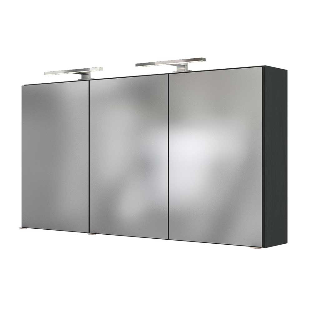 120cm breiter Badezimmer Spiegelschrank in Grau - Endely