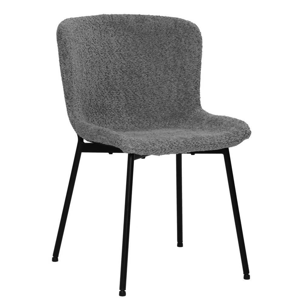 Schalenstühle aus Boucle Stoff in Grau - Aniel (2er Set)