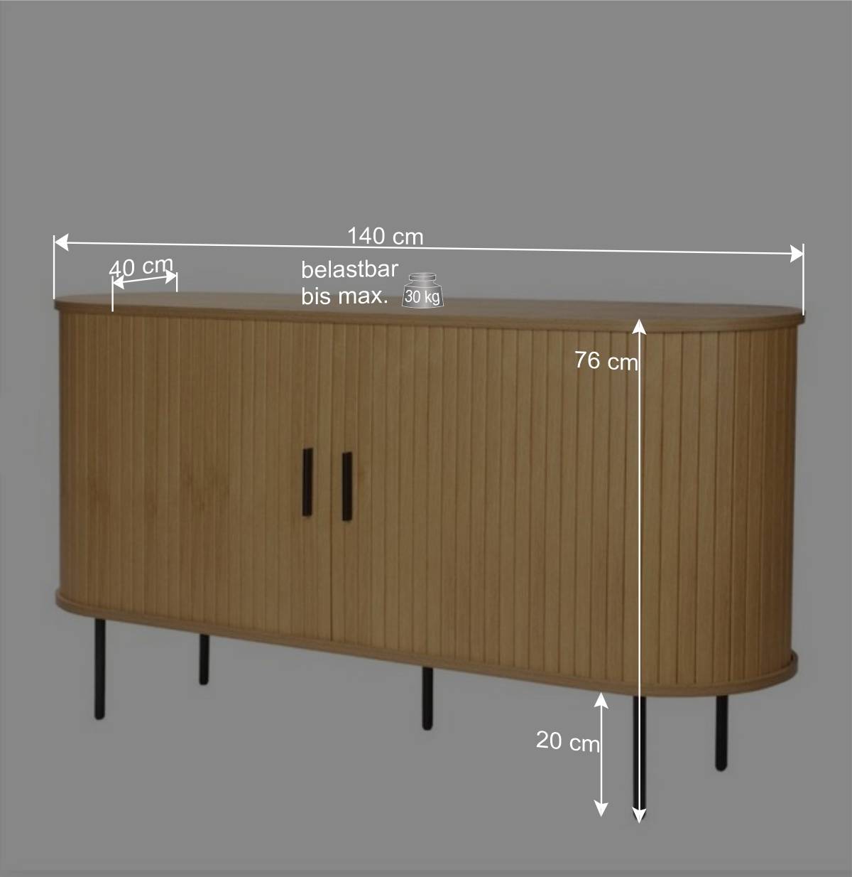 Schiebetüren-Sideboard in ovalem Design - Barnetta