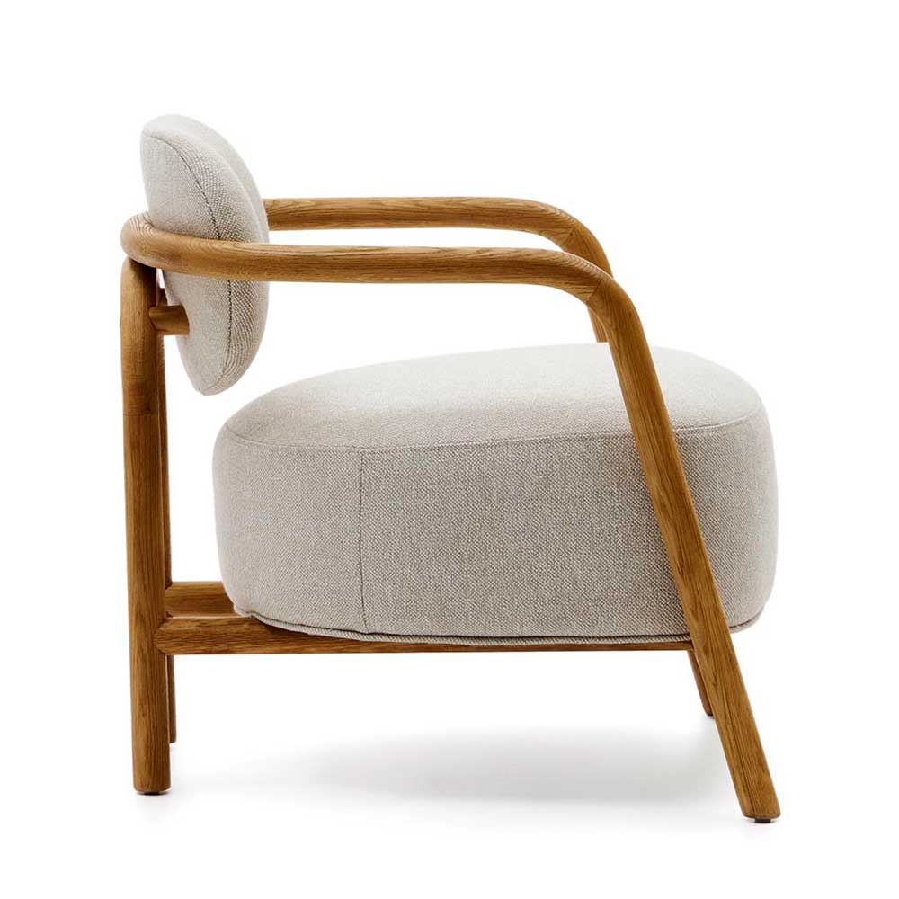 Skandi Design Sessel aus Chenille und Massivholz - Yilton