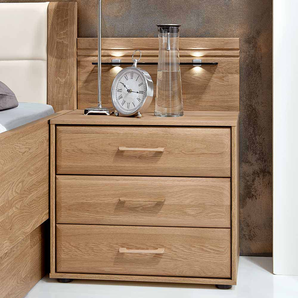 Schubladen-Nachtschrank Anglesia in Eiche teilmassiv (2er Set)