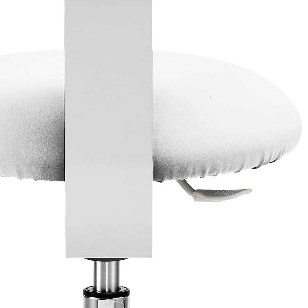 Schreibtisch Hocker mit Rückenlehne in Weiß - Tanta