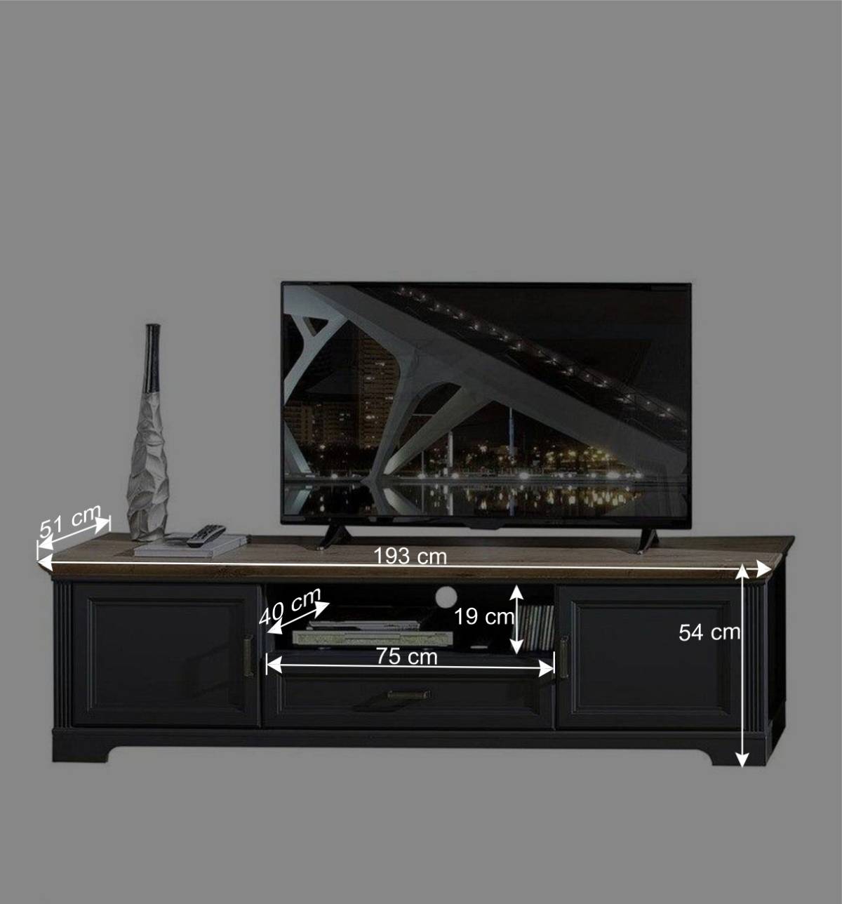 Set TV Lowboard & Vitrine in Grau - Thumbs (zweiteilig)