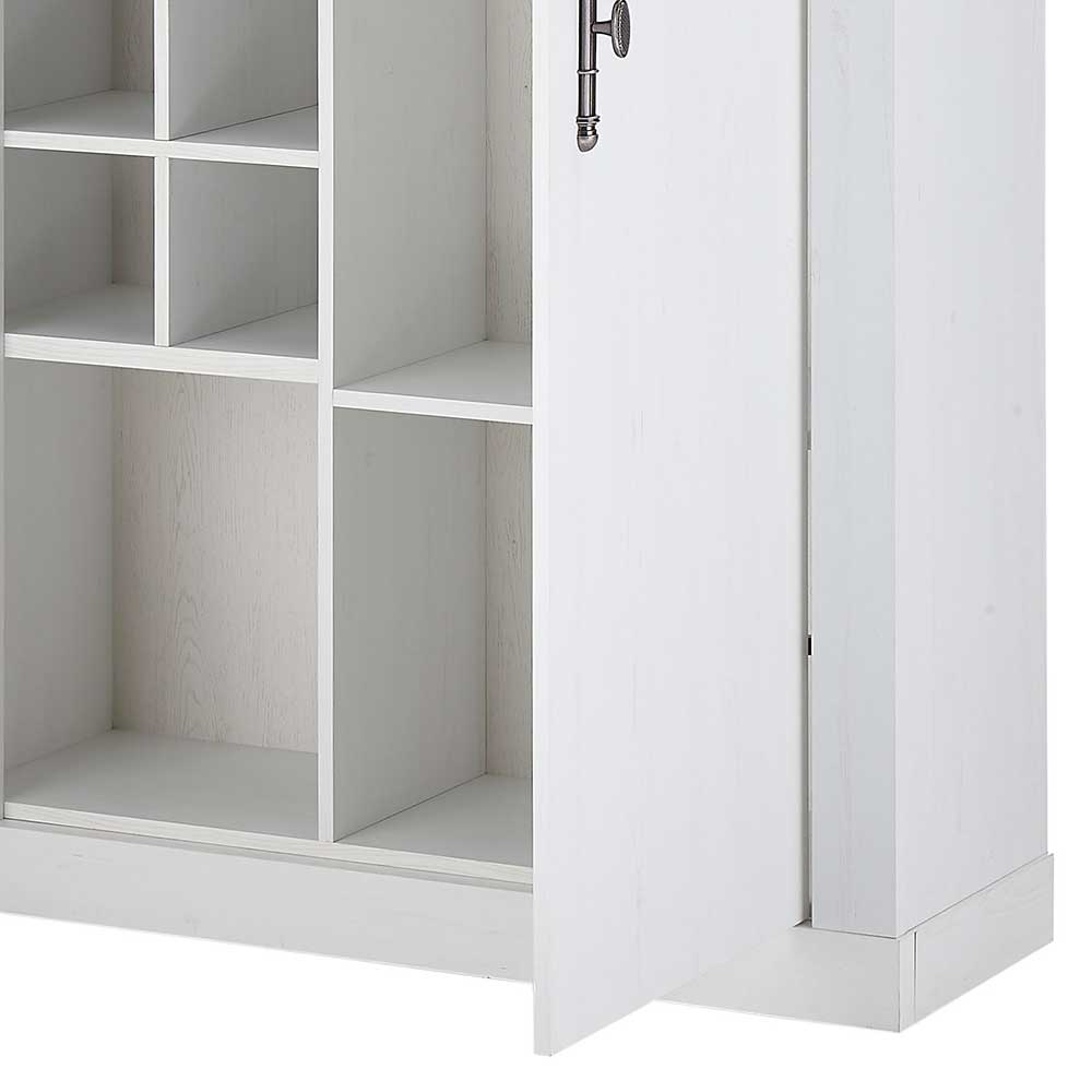 TV Anbauwand Set in weißer Holzoptik Pinie - Liancos (vierteilig)
