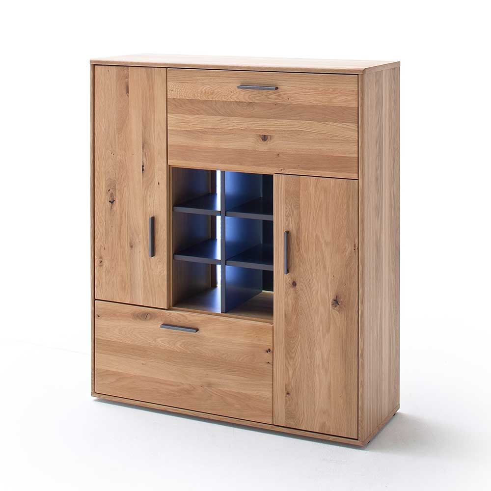 Designer Wohnwand aus Eiche - Assela (vierteilig)