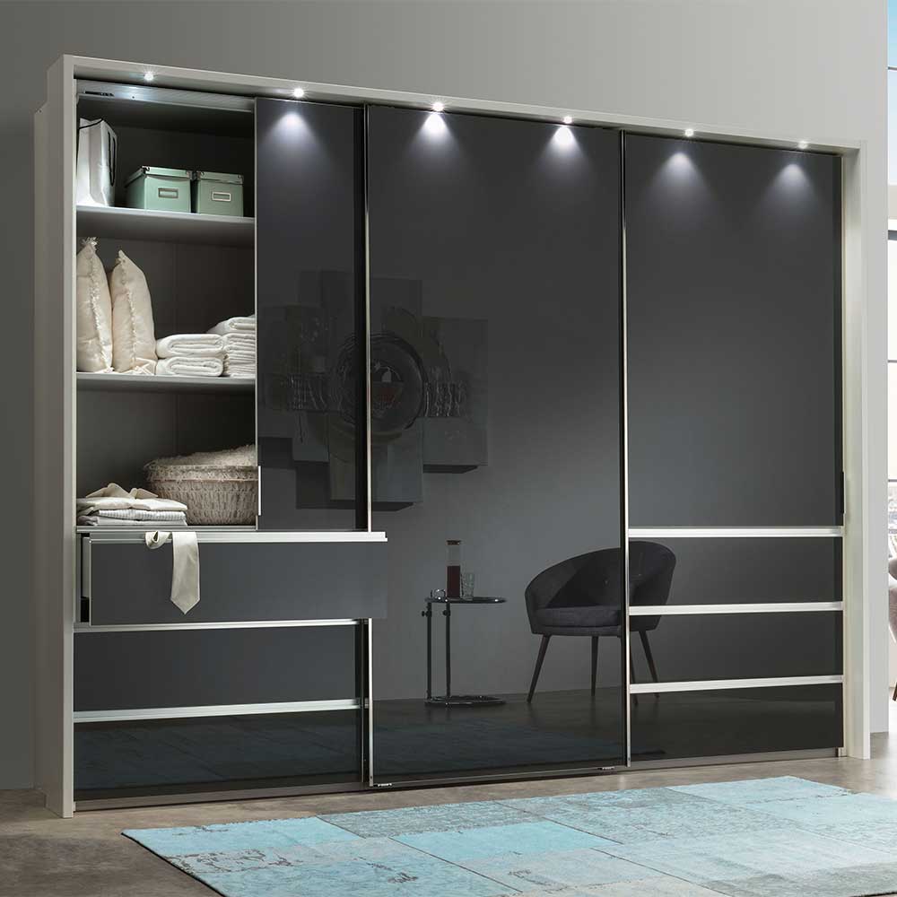 Schwebetüren Schrank mit Glasfront Anthrazit - Annone