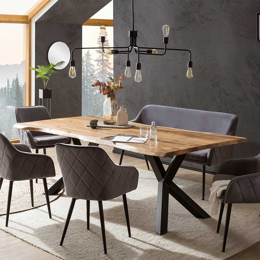 Design Esszimmertisch mit Naturkanten Platte - Kobi