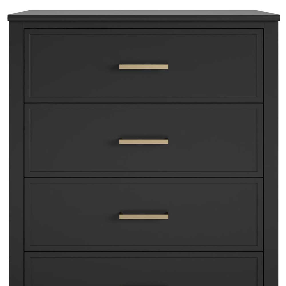 76x106x51 Hochkommode in Schwarz und Gold - Lorenca
