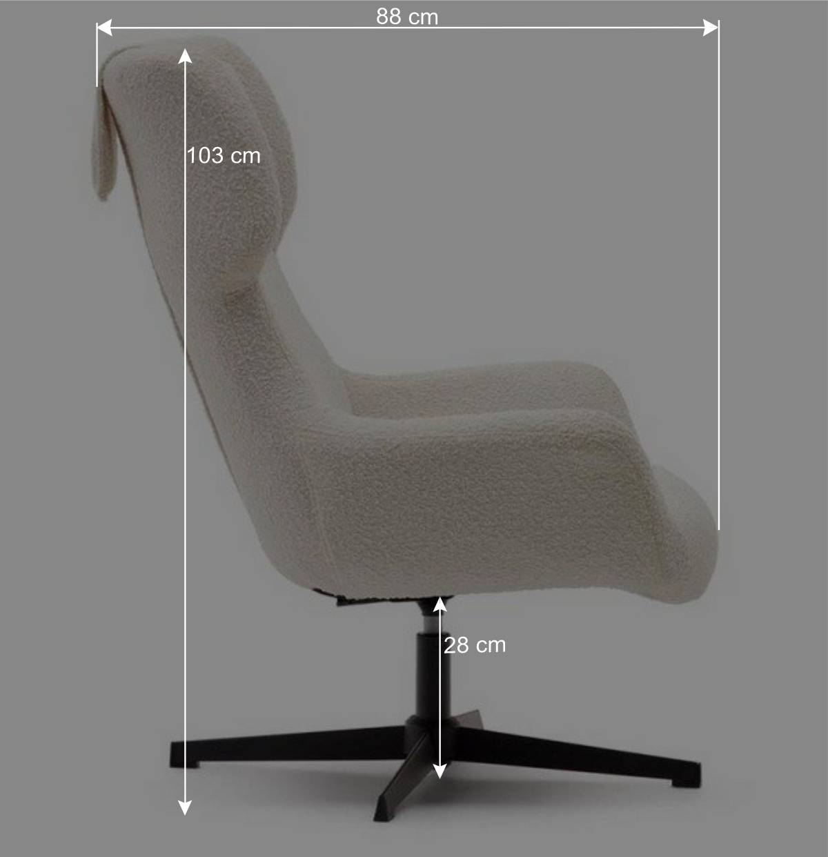 Boucle Polstersessel mit Drehgestell - Cacillo