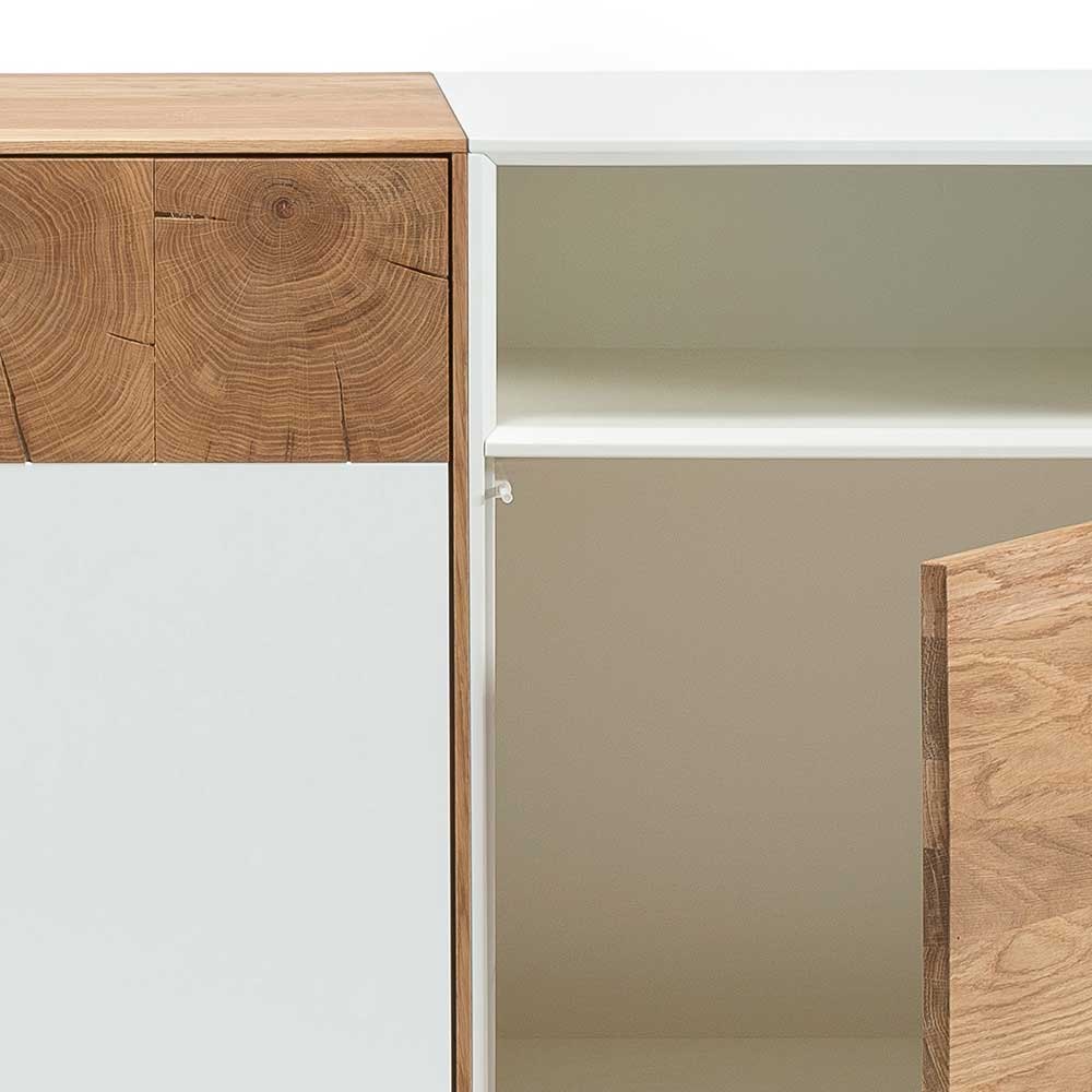 Schlichtes Design Sideboard in Weiß & Eiche - Smonia