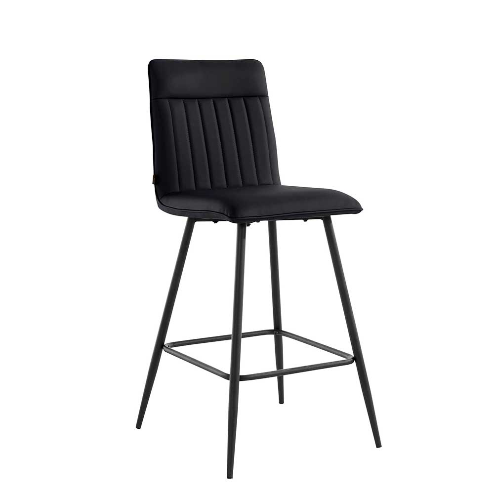 Gepolsterte Barstühle in Schwarz - Skinna (2er Set)
