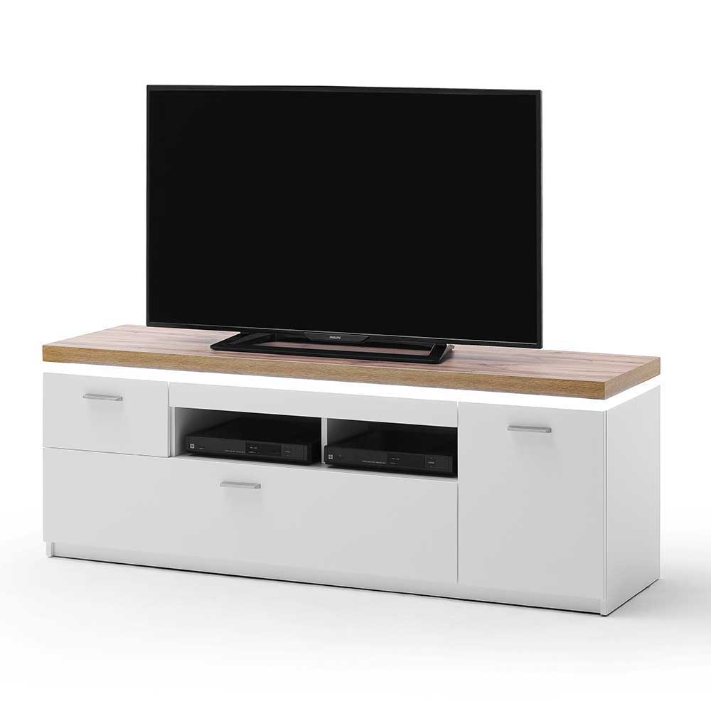 Topp TV Element in Weiß & Wildeiche mit LED - Caldri