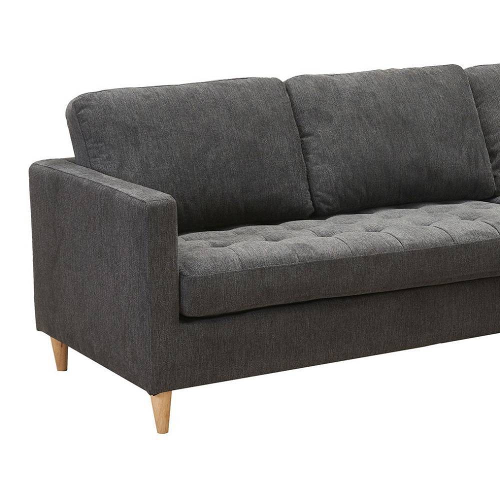 Ecksofa in Dunkelgrau und Holz Natur - Comota