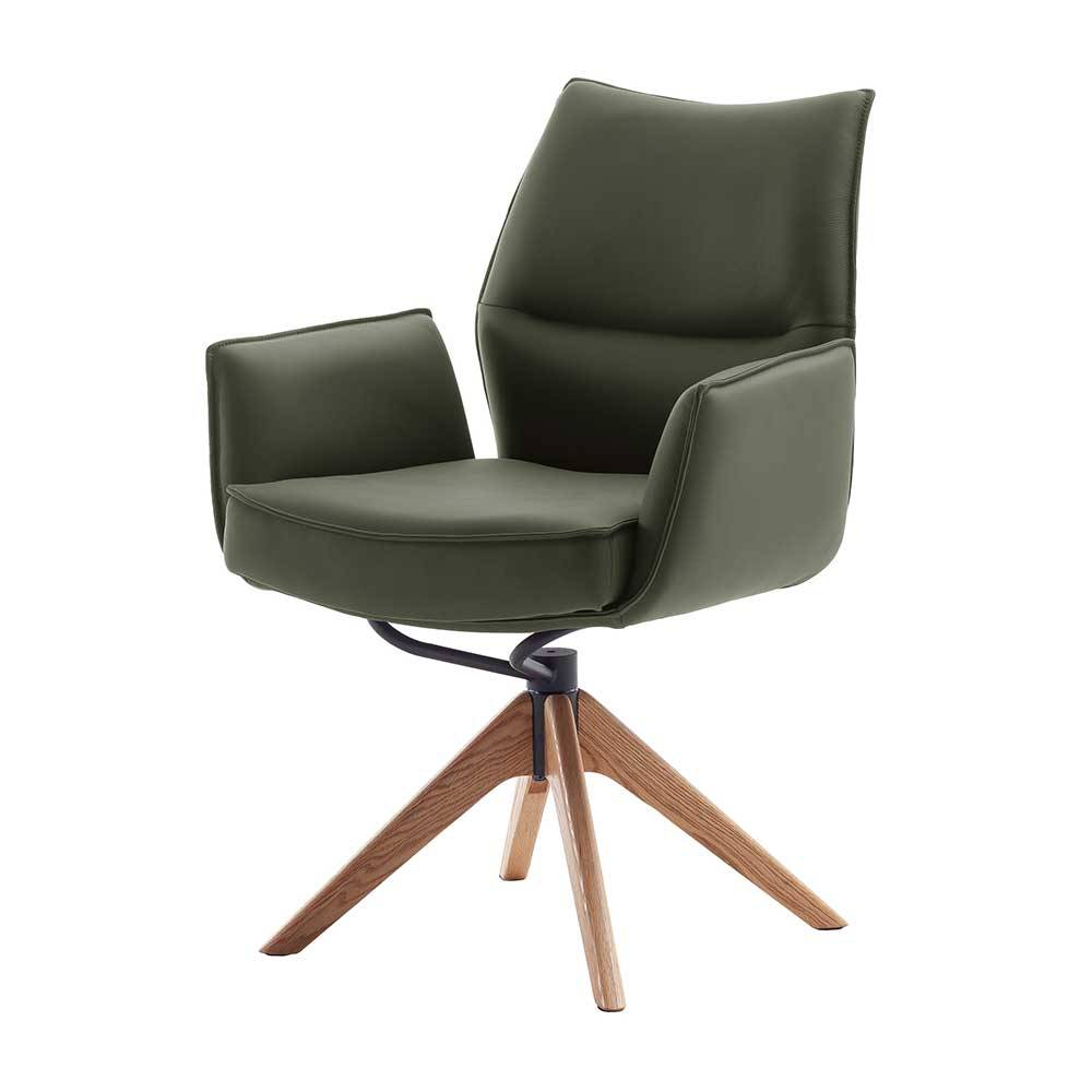 Leder-Armlehnenstühle in Oliv Grün - Fiamma (2er Set)