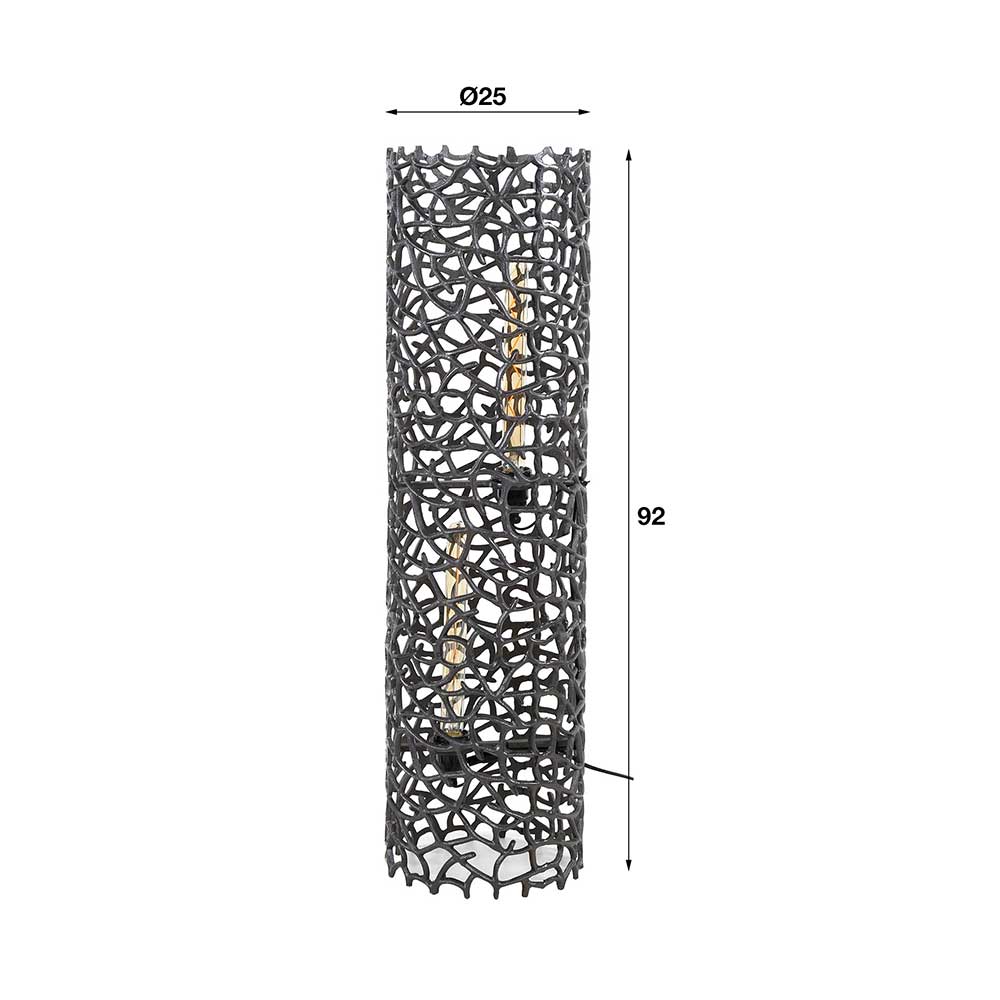 Stehlampe mittel Maße und Abmessungen der Design-Leuchte aus Metall mit Ø25 und 92 cm Höhe – Stecma