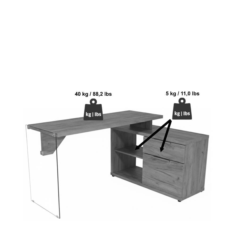 Design-Schreibtisch mit Seitenregal - Saloz
