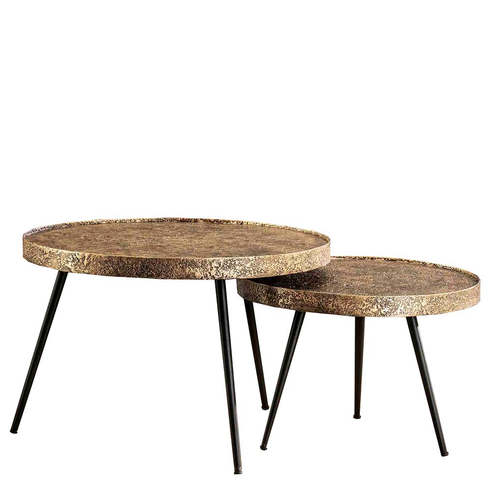 2-Satz Tisch in Bronze & Schwarz - Bordeaux (zweiteilig)