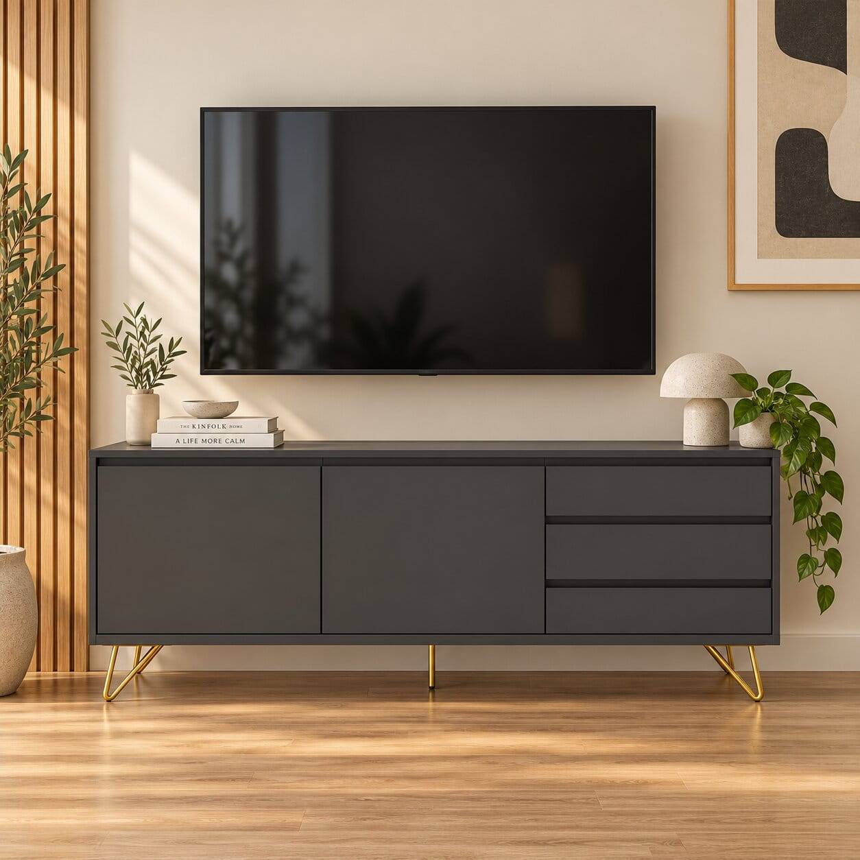 Sideboard in Grau & Gold - Tajibo