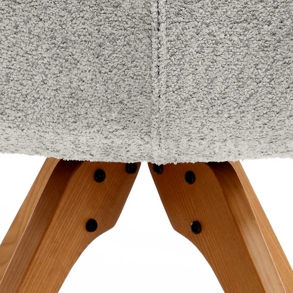 Boucle Armlehnstuhl mit Holz-Drehgestell - Udolph (2er Set)
