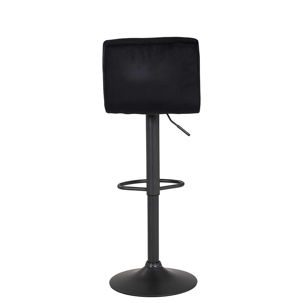 Eleganter schwarzer Polster-Barhocker im 2er Set von hinten mit Höhenverstellung – Sotonio