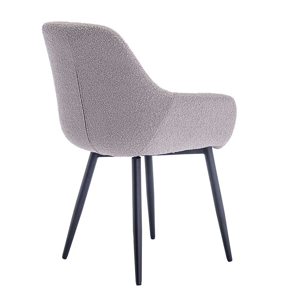 Tischsessel in Taupe aus Boucle Stoff - Kuraico (2er Set)
