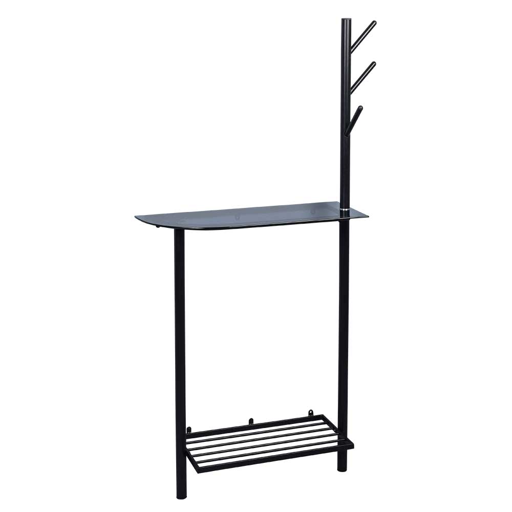 Minimalistische Garderobe in Schwarz mit Glasablage - Jenver