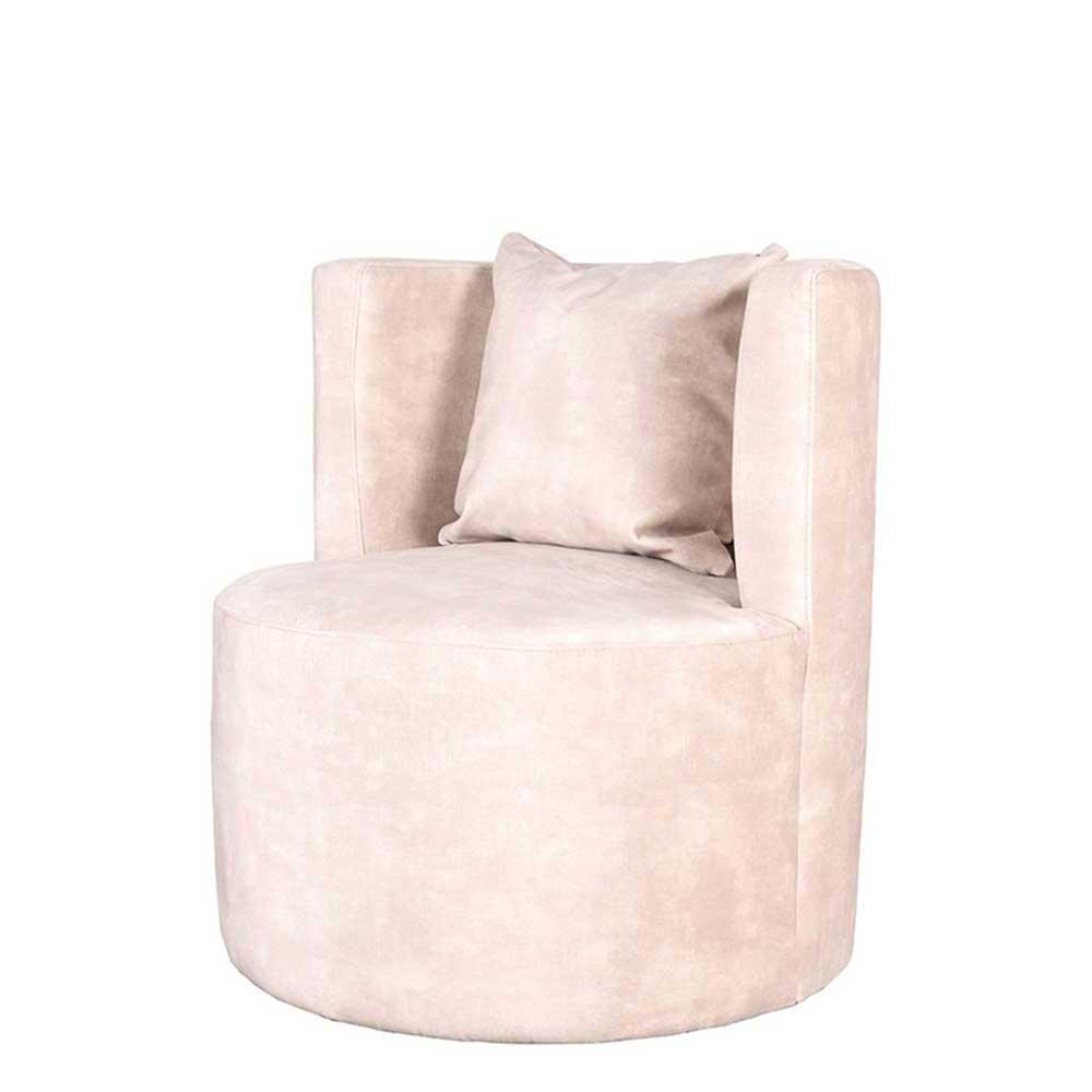 Bequemer Sessel in Cremeweiß mit samtigem Veloursstoff und Rückenlehne – Dieus