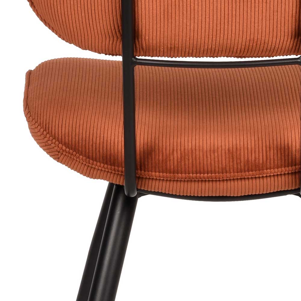 Retro Küchenstuhl in Rost Braun Cord-Bezug - Candeloco (2er Set)