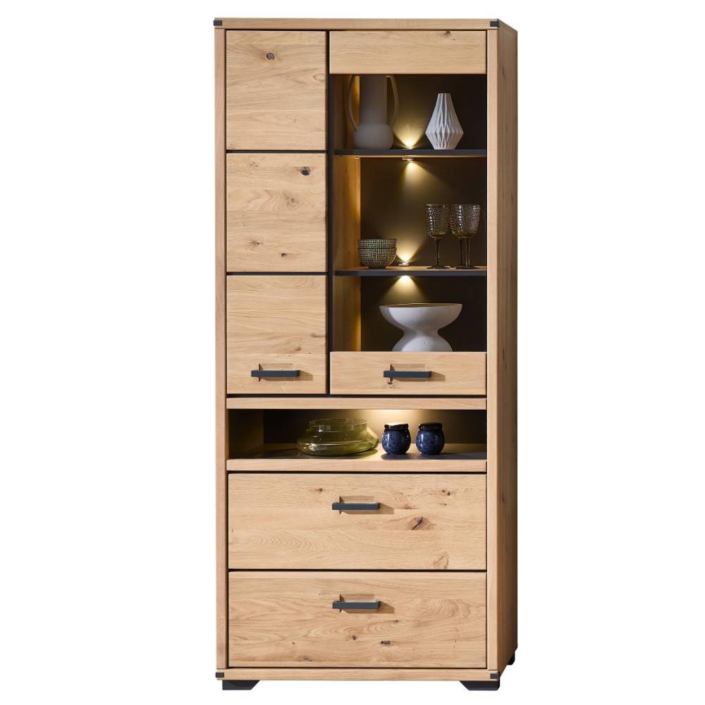 Vitrinenschrank in Wildeiche teilmassiv - Maineka