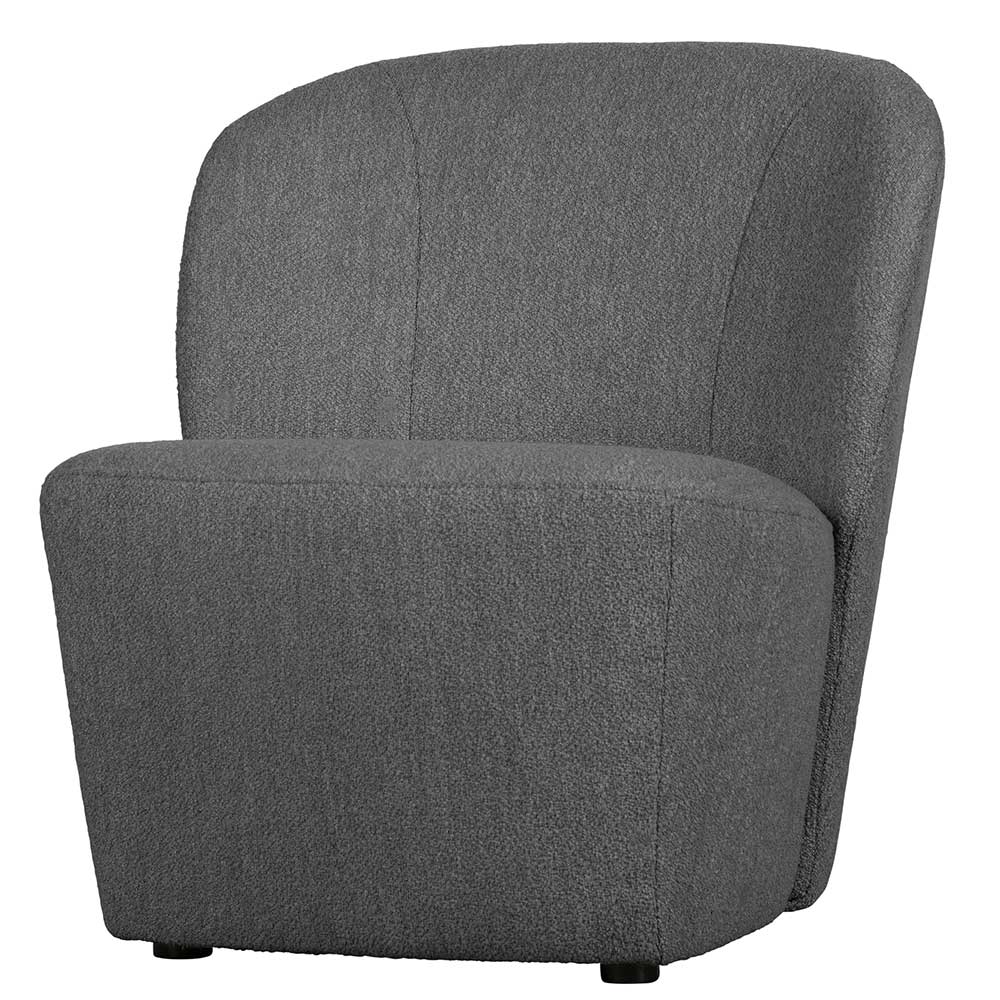 Komfortabler Retrostil Sessel Boucle dunkelgrau Vorderansicht für das Wohnzimmer – Negro