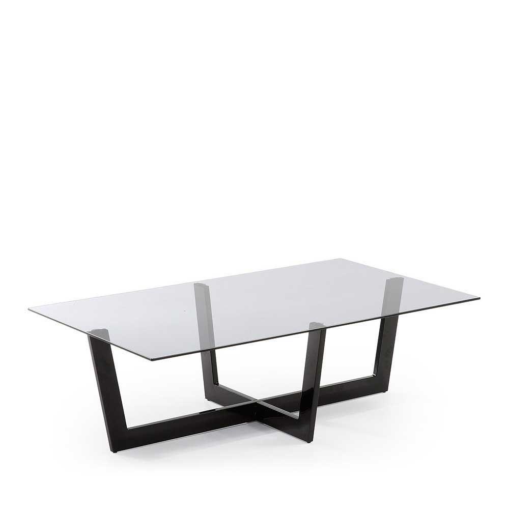 Rauchglas Couchtisch mit Gestell Schwarz - Loisava