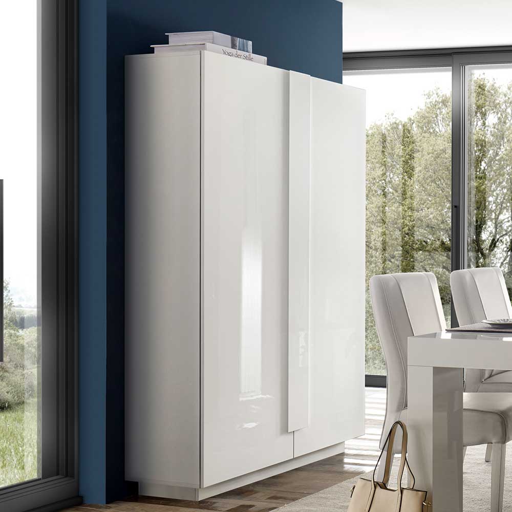 2-türiger Hochglanz Schrank in Weiß - Kerym