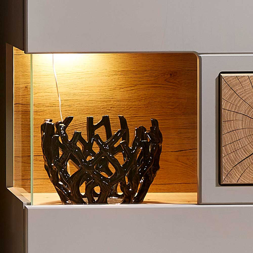 65x205x37 Wohnzimmerschrank mit Glaseinsätzen - Fraguca I