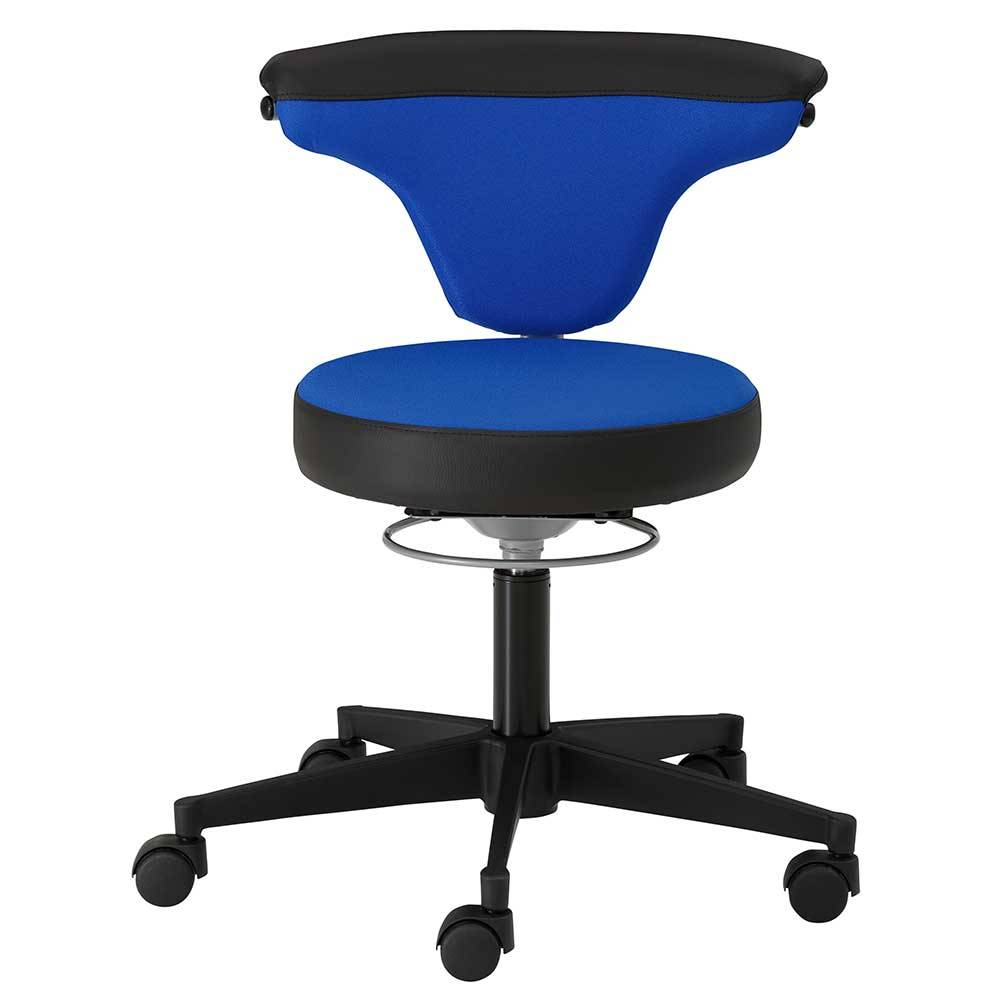 Bürohocker mit Lehne in Dunkelblau & Schwarz - Kanellas