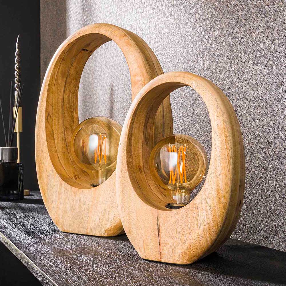 Design Tischleuchte aus Mangobaum - Vakanza