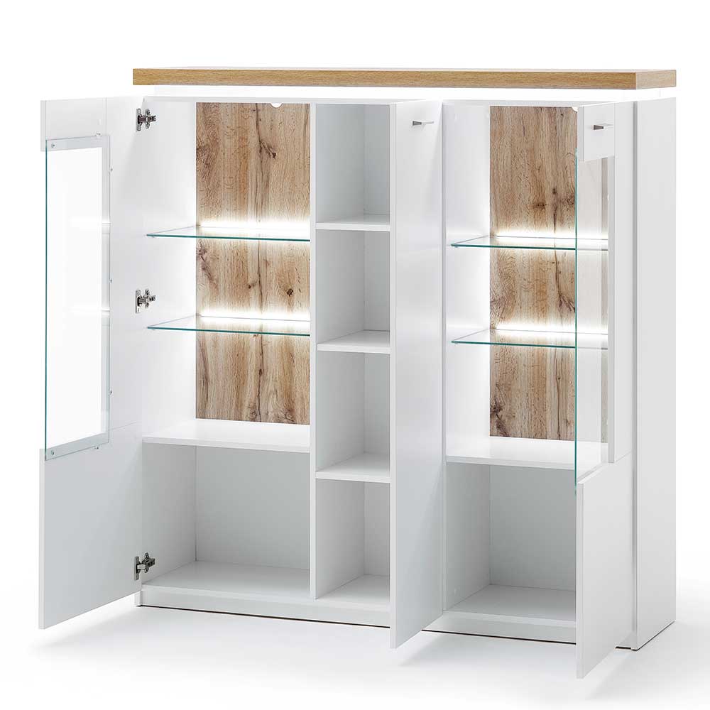 3-türiges Highboard Vitrine beleuchtet LED - Caldri