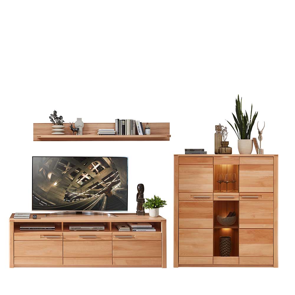 TV Board & Highboard & Hängeregal Set - Amyonta (dreiteilig)