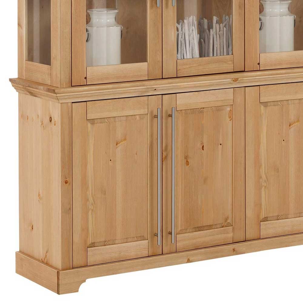 Breite Vitrine aus Kiefer Massivholz - Noellisa