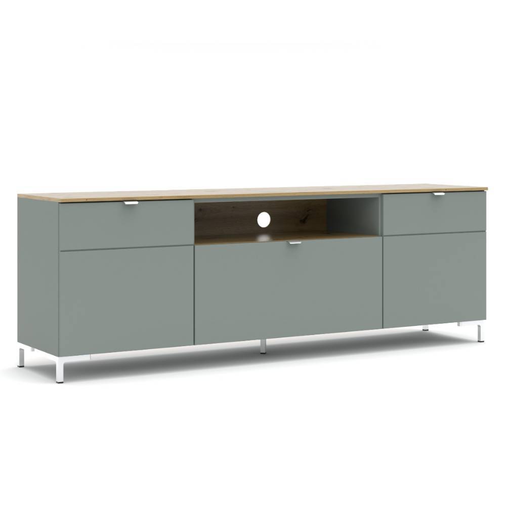 TV Sideboard in Graugrün und Wildeiche Optik - Anthros