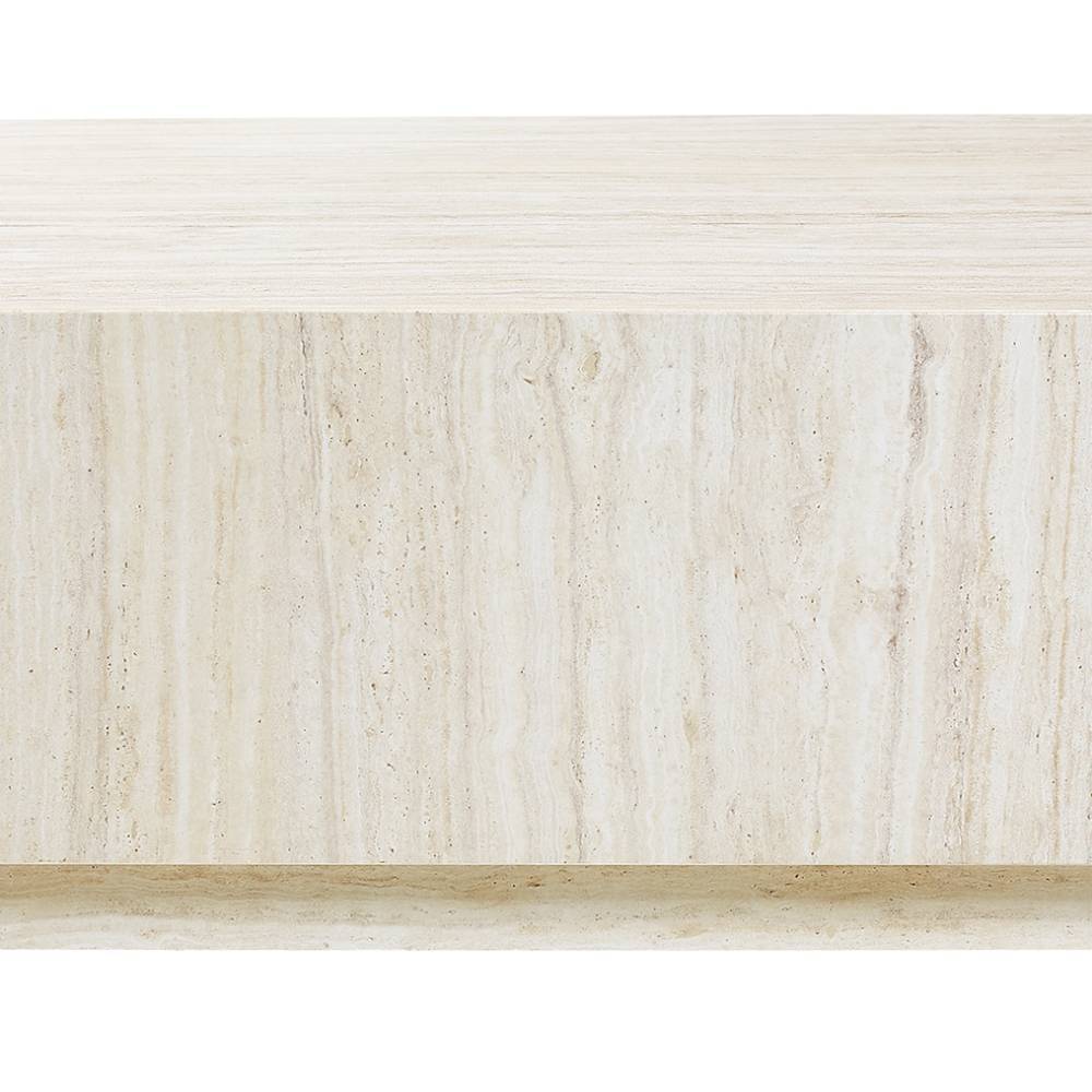 Block Couchtisch in Beige Travertin Optik - Arathan