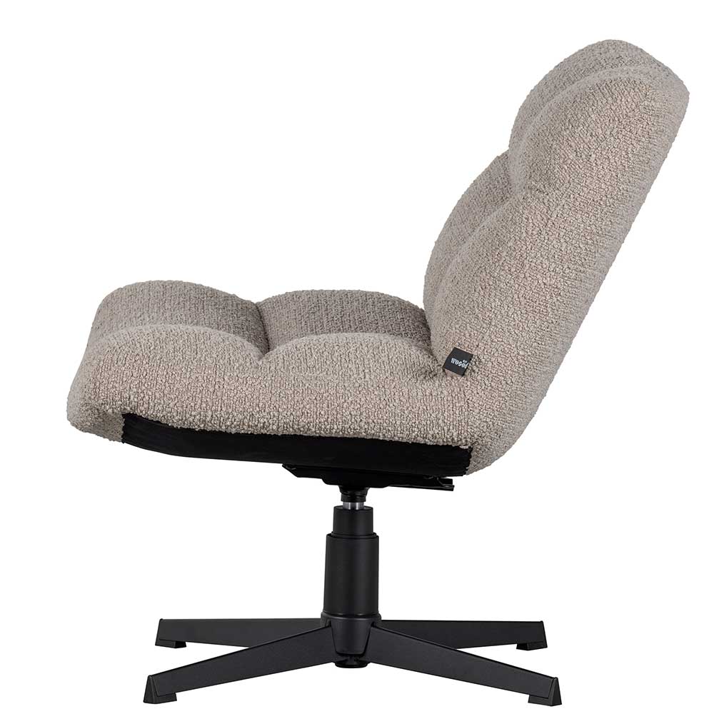 Loungestuhl Boucle Beige drehbarer Sessel Seitenansicht – Cochon